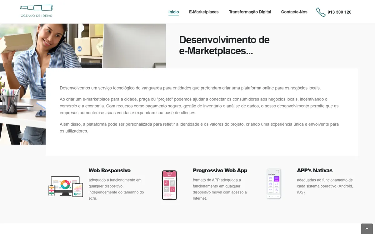 Secção E-Marketplaces do site Auto-Store-Builder